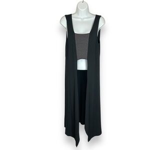 Matti Mamane Switch Duster Top Lagenlook Black Striped‎ Size 3 Sleeveless Artsy